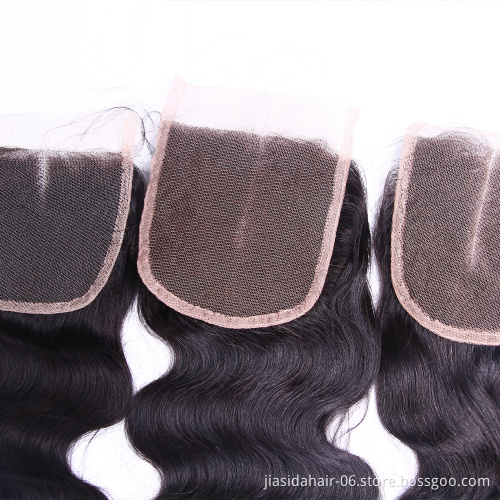 Natural Color Raw Virgin 100% Human Hair Remy Brazilian Body Wave 4x4 Lace Closure Indian hair Closure Piece